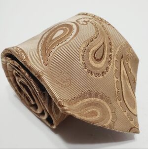 Cremieux Tan Paisley Men's Designer Silk Neck Tie Jacquard Fabric 59x3.5"
